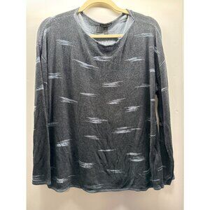 Eileen Fisher Gray Patterned Long Sleeve Sweater Size M